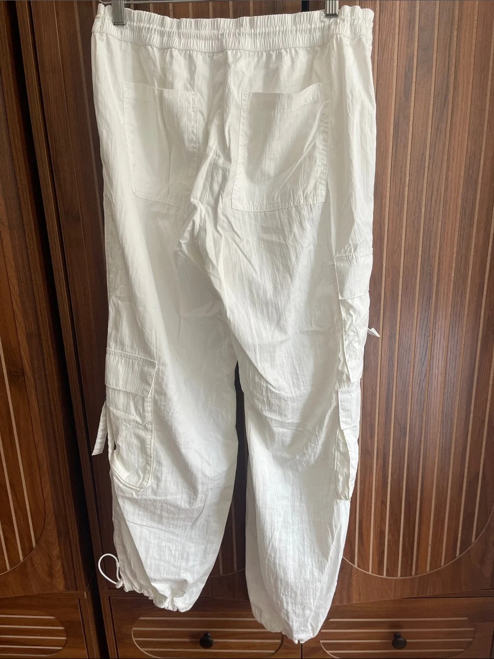 White Cargo Jogger Athleisure Pants